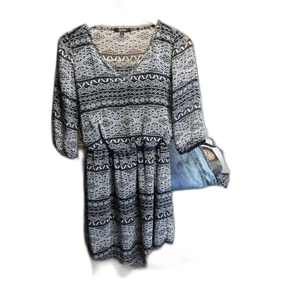 BeBop Black and White Print Dress - Size Medium - Picture 3 of 4